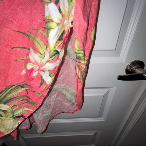 Tommy Bahama Tropical Floral Print Button Down Belted Linen Midi Dress - Picture 8 of 12